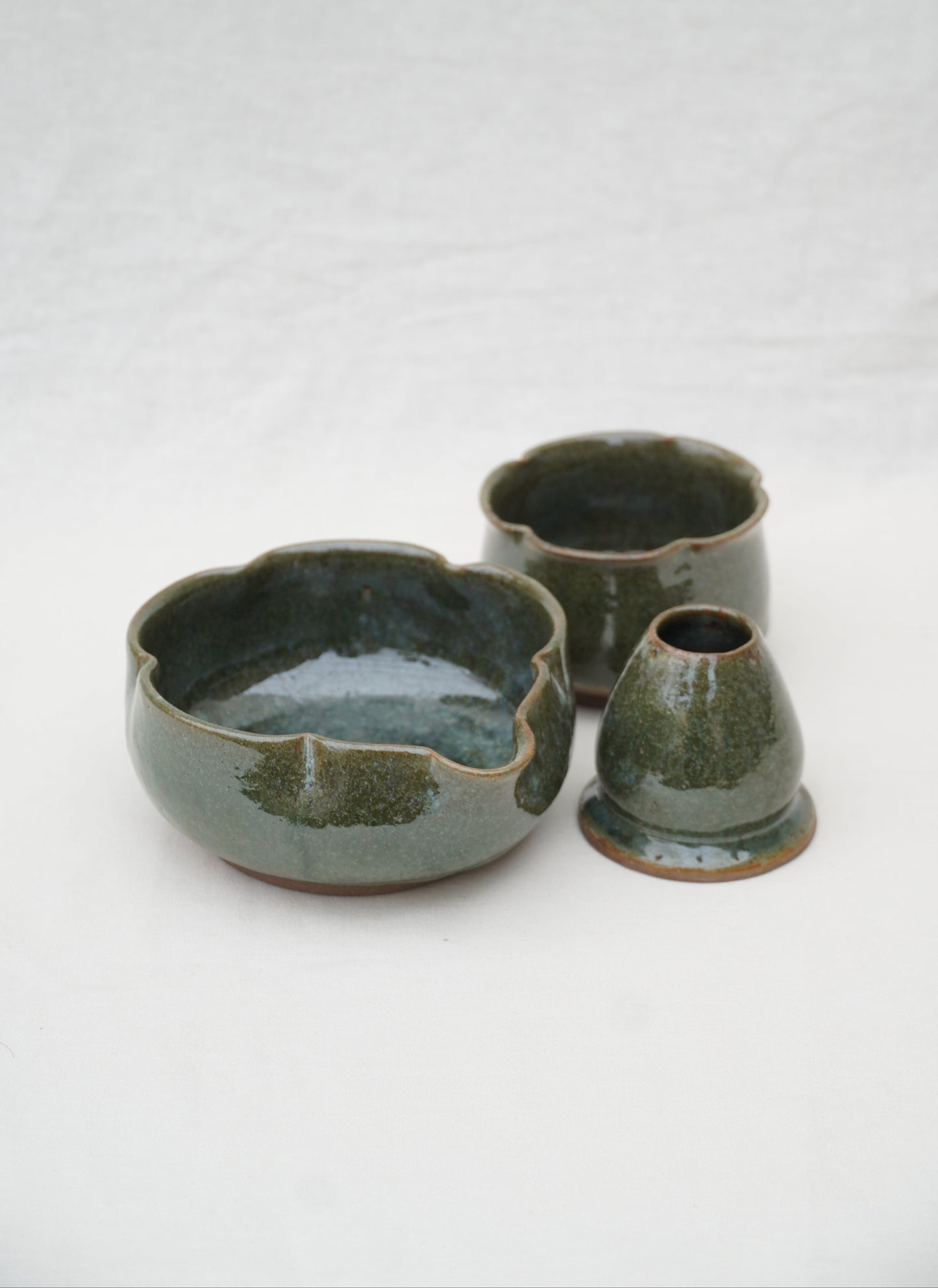 Set Matcha Floral en Verde Bosque